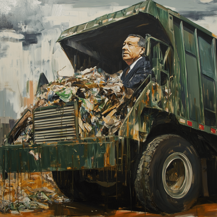 trump in a garbage truck